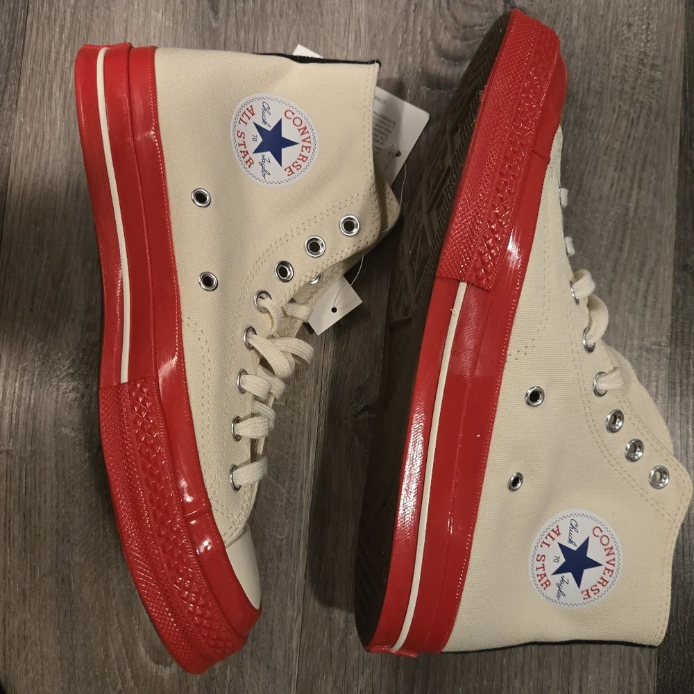 CDC Converse x PLAY Canvas Chuck  Cream with Red Brand New Womens  Size 10 - Picture 3 of 10